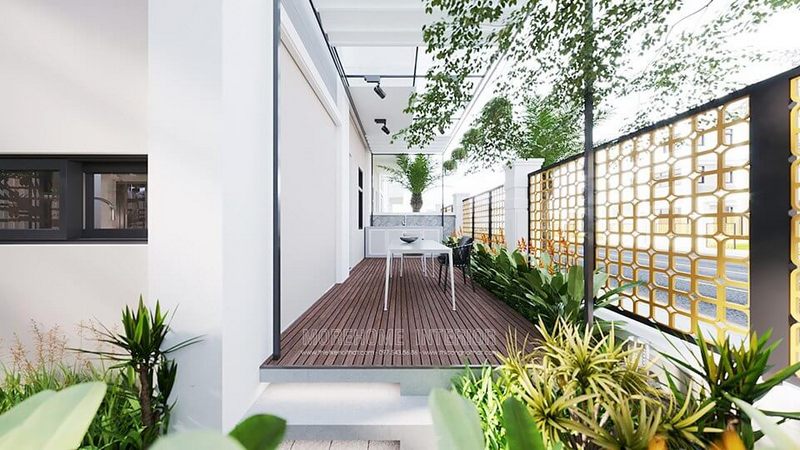 Thiết kế hành lang sân vườn đẹp cho nhà biệt thự